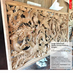 Pre-Order: Large Hand-Carved Teakwood Decorative Sculpture Wall Art Dragon Phoenix