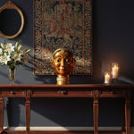 Hand-Carved Solid Teakwood "Golden Muse" Ethnic Sculpture