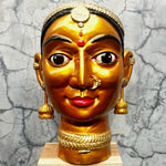 Hand-Carved Solid Teakwood "Golden Muse" Ethnic Sculpture