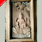 This is one of our exclusive collections of hand-carved wooden wall art sculptures, passionately carved by one of our trained carvers. Hindu Goddess of Wealth & Prosperity Ma Laxmi