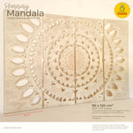 Mandala Headboard Carved Wooden Decorative Panel Art Distressed White Shabby Chic