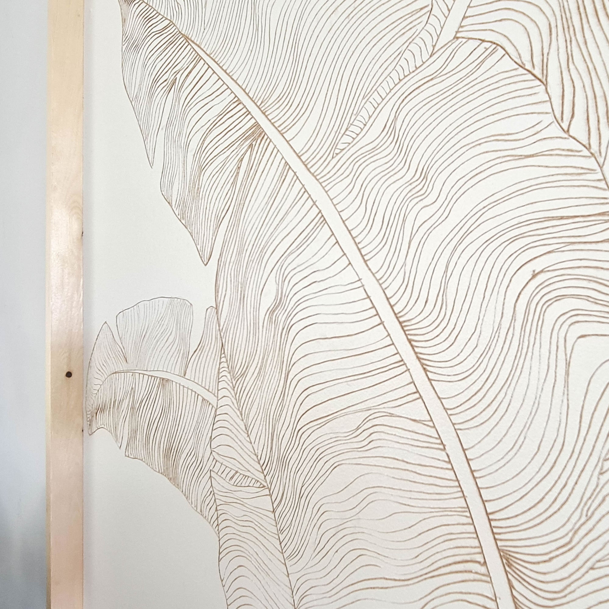 Handmade Carved Wooden Decorative Wall Art Wild Leaves White - Easternada