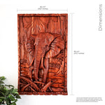 This stunning hand-carved African elephant is undoubtedly a masterpiece. Carved out of solid teakwood, the carver has captured the raw majestic nature of the African elephant in its environment. A wood art that will adorn the walls and become a focal point in any room.