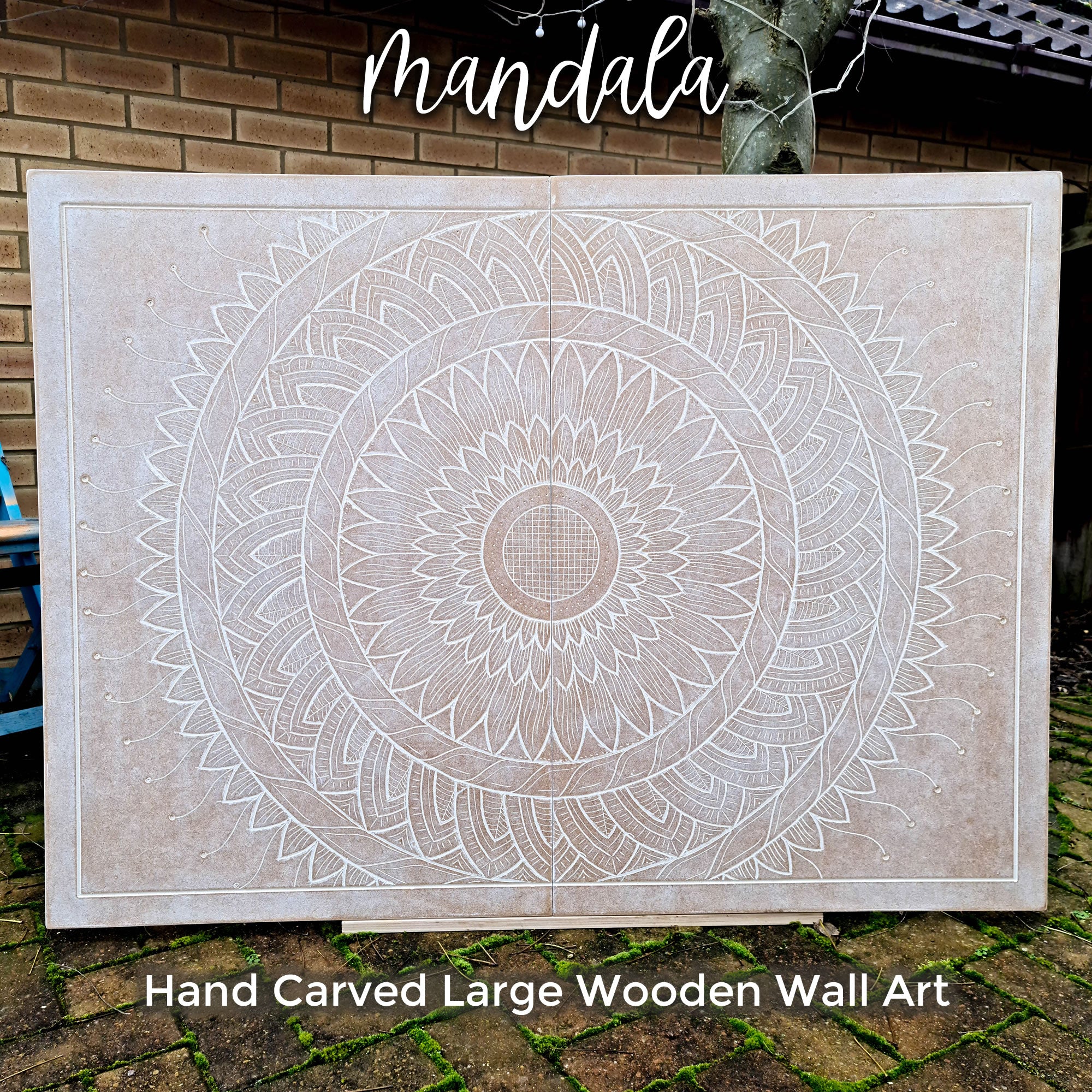 Hand Carved Wooden Wall Art - Headboard Decorative Large Mandala