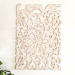 Handmade Carved Wooden Decorative Wall Art Lotus Headboard LOVE - A perfect gift for a loved one
