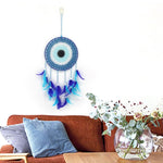 A beautiful Nazar Turkish Evil Eye Handmade Bohemian Macramé Beads Dream Catcher Car Wall Hanging Decoration Art, a perfect gift. A unique piece with subtle colors and beads to give an elegant touch