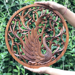 Hand Carved Wooden Wall Art Peacock Decorative Hanging Gift. Stunning wood carving decoration for any living space. Easternada