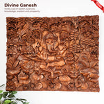 Divine Hindu God Lord Ganesh Hand Carved Wooden Decorative Art Mandir Pooja