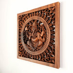 Divine Ganesha Hindu Indian God Wood Hand Carved Panel Art Sculpture -Temple Mandir Ganesh