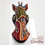 Handmade Painted Wooden Wall Art Hanging - Unique Decorative Giraffe African Perfect Gift