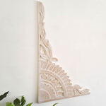 Mandala Art - Handmade Carved Wooden Wall Art Distressed White