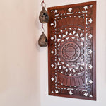 Hand Carved Wooden Wall Art - Decorative Mandala Headboard Panel Easternada