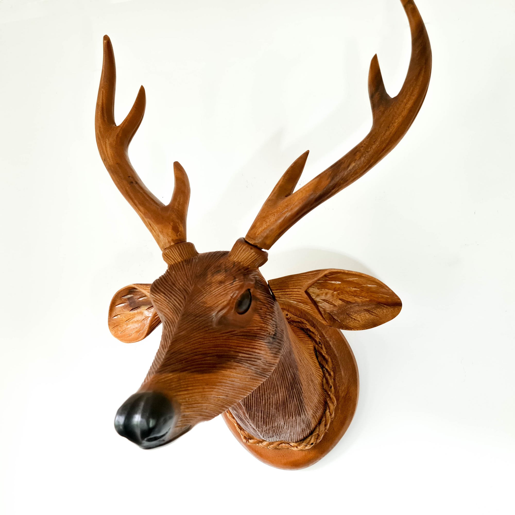 Deer Buck Head - Carved Wooden Decorative Sculpture ArtDeer Buck Head - Carved Wooden Decorative Sculpture ArtHand-carved room decoration wooden wall art sculpture | Unique Buck Deer Stag Head rare antique style hangings and gifts | Bohemian boho carved headboards