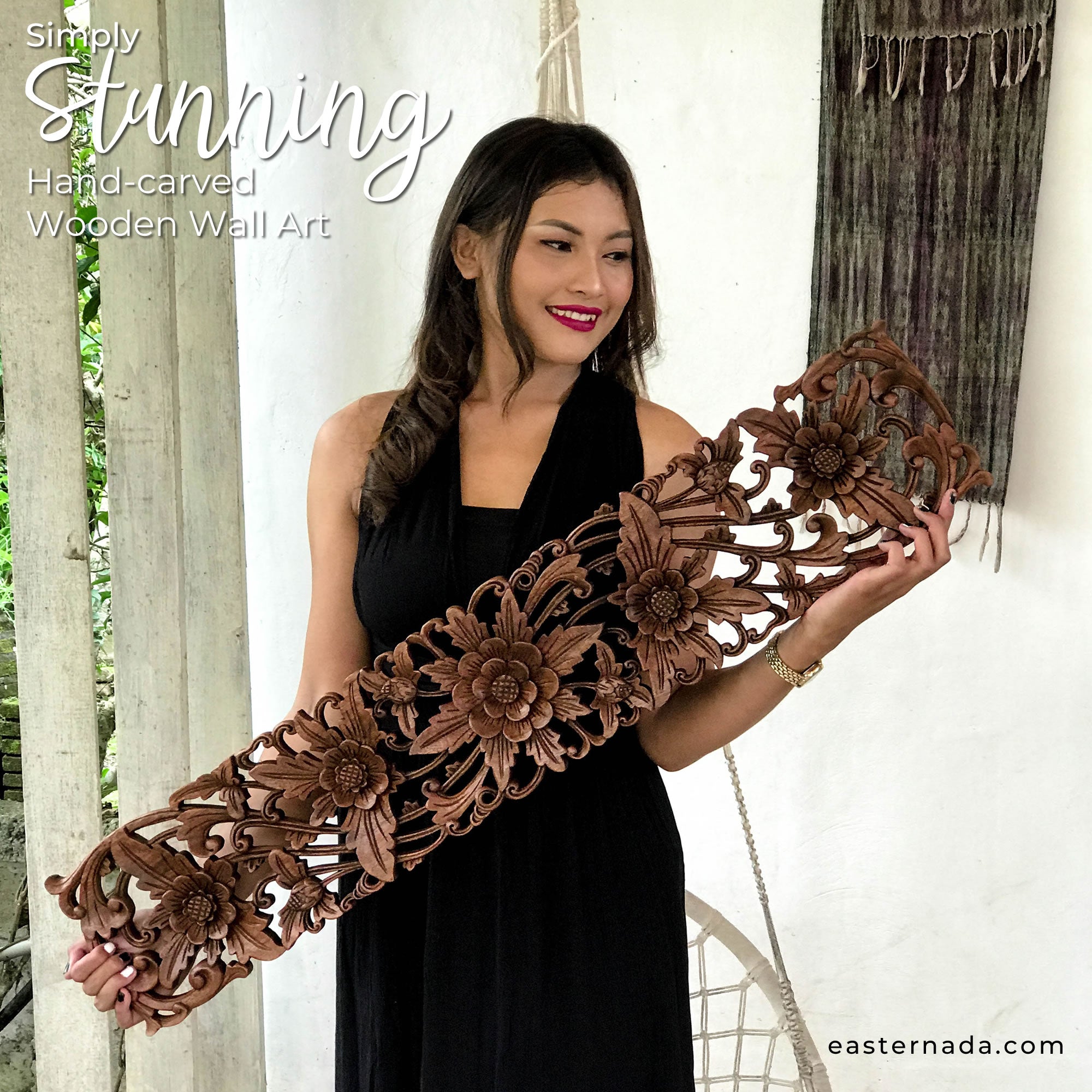 Hand-carved decorative wooden wall art sculptures | Unique and rare antique style hangings and gifts | Bohemian Boho Headboards -Easternada