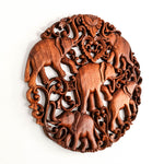 Jungle Elephants Carved Wooden Hand Carved Decorative Panel Sculpture Nature - Easternada A perfect Gift idea