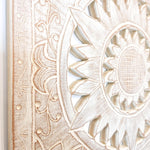 Carved Wooden Wall Art - Decorative Mandala Yoga Distressed Eco Panel Headboard Sculpture
