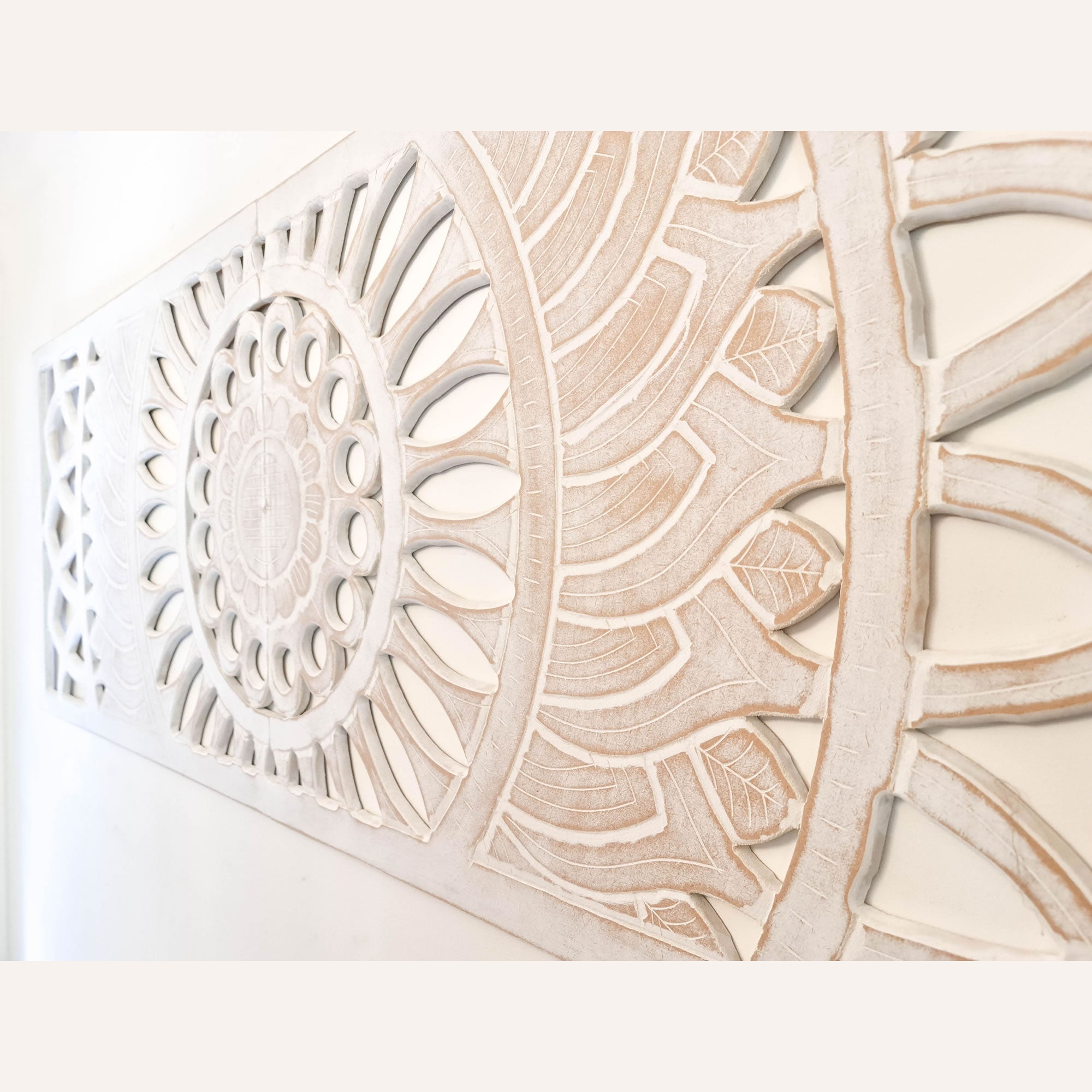 Hand Carved Wooden Wall Art - KING Headboard Decorative Mandala