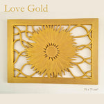 Art Deco Golden Sunflower - Handmade Carved Wooden Wall Art Headboard