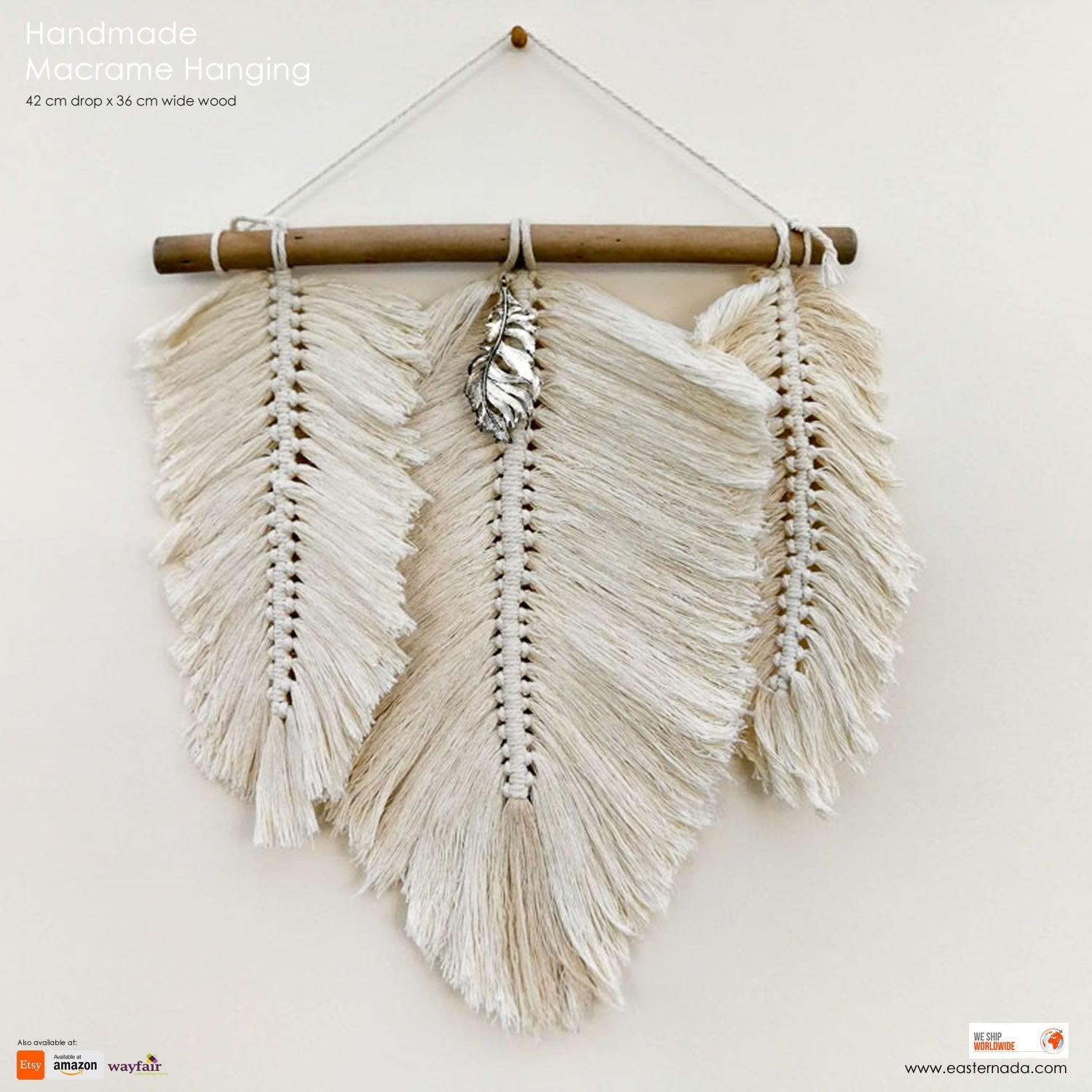 Bohemian Style Feather Handmade Decorative Macrame Wall hanging - Easternada