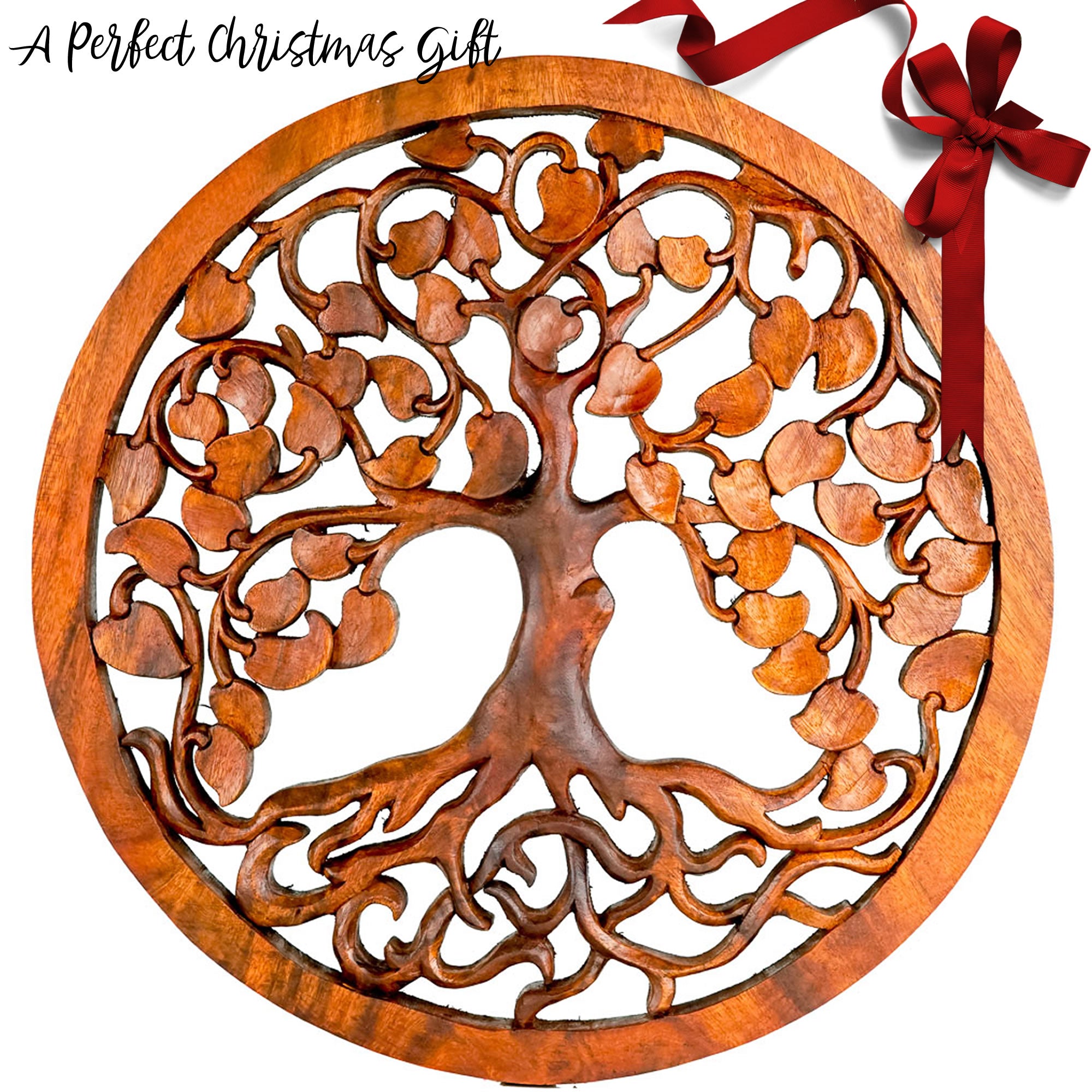 Hand Carved Wooden Decorative Panel Art Tree of Hope