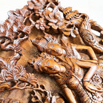 Radha Krishna in Vrindavan Hand Carved Decorative Panel Hindu Mandir  - Easternada