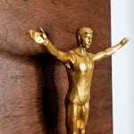 Modern Golden Metal Cast Sculpture Jumping Man Interior Wall home Decoration