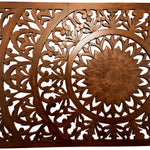 Hand Carved Wooden Decorative Wall Art Large King Headboard Mandala Sculpture