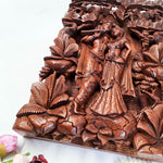 Hand Carved Wooden Hindu God - Radha Krishna Mandir Sculpture Hare Krishna