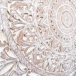 Hand Carved Wooden Wall Art - Headboard Decorative Large King Mandala Distressed White Bohemian Boho Style Shabby Chic. We can also custom carve to your specifications.