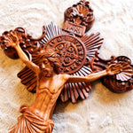 Blessed Jesus Prayer Cross Carved Wooden Decorative Sculpture Art Vatican Gospel Bible Jerusalem
