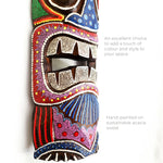Hawaiian Tiki Mask Wall Hanging - Hand Carved painted wooden Tropical Aboriginal decoration