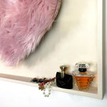 Large Love Heart Wall Art Decorative Shelf Headboard - Bohemian Style Fur Decor Valentine Gift