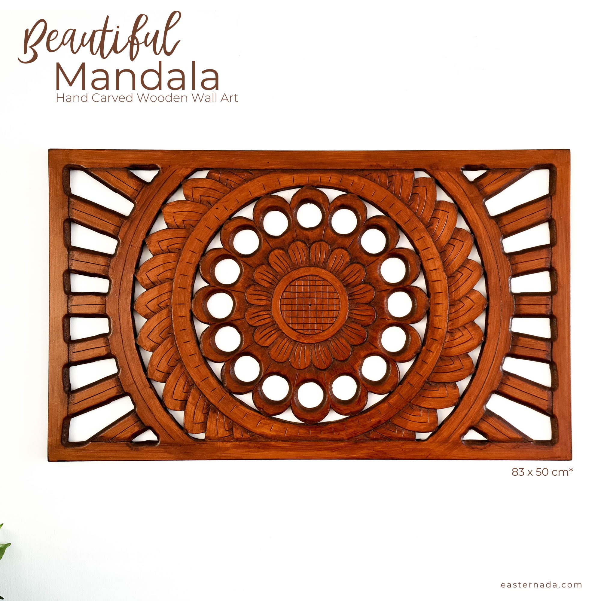 Mandala Art - Handmade Carved Wooden Wall Art Headboard