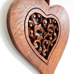 Hand Carved Wood Love Heart Decoration - A Perfect Gift for Him Her Easternada
