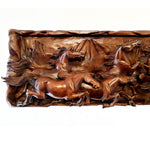 Hand Carved Wild Horses Long Decorative Sculpture Art - Horse Riding Gift