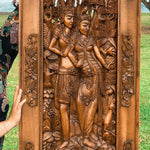 This stunning teakwood hand carved is very desirable. Ram Sita Hindu Mandir Temple Sculpture.