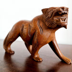 Sculpture d'art décoratif en bois sculpté de lion