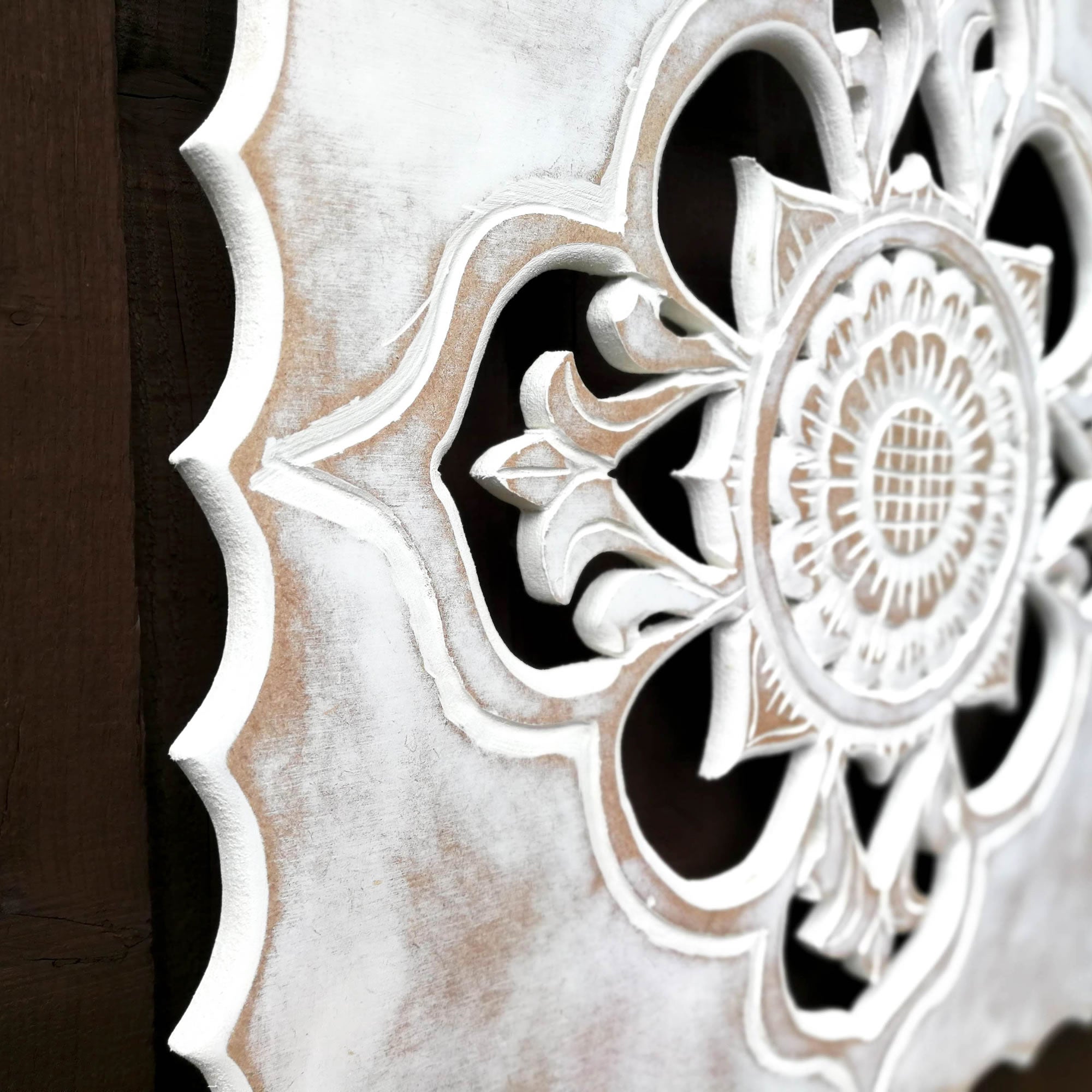 Handmade Carved Wooden Mandala Decorative Wall Art Sculpture