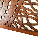 Hand Carved Wooden Decorative Panel Wall Art Large King Queen Bed Headboard Sculpture