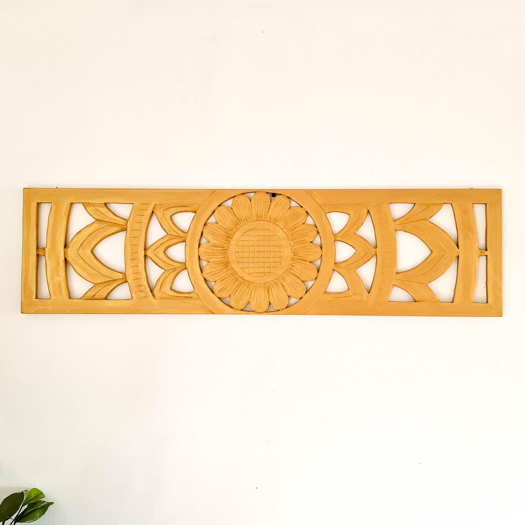 Carved Wooden Decorative Panel Art Sculpture Gold Mandala. Hand crafted by skilled craftsmen this piece is unique and simply amazing