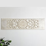 Hand Carved Wooden Wall Art - Distressed White Decorative Mandala Yoga Panel
