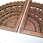 Carved Wooden Wall Art - Rustic Corners Curved Mandala Distressed Antique Brown