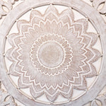 Hand Carved Wooden Wall Art - Headboard Decorative Large King Mandala Distressed White Bohemian Boho Style Sgabby Chic