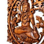 Hindu God Lord Shiva Siva Wooden Wall Art Sculpture Decoration Yoga Temple Mandir -Easternada