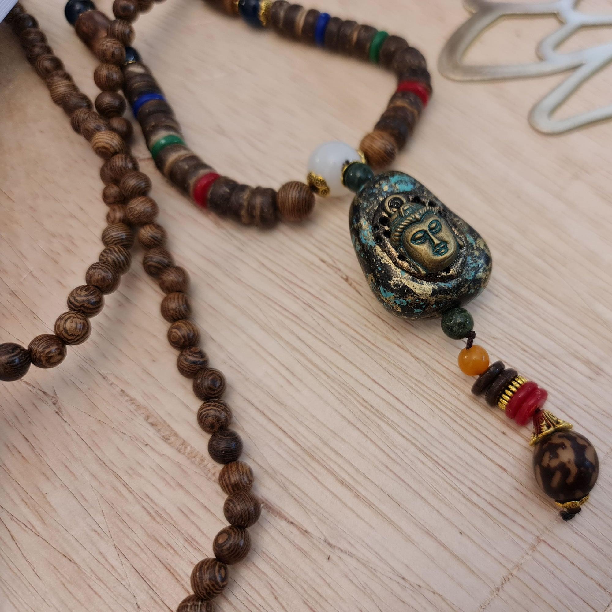 Blessed Buddhist Monk Meditation Beads Wooden Necklace Prayer Yoga