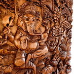 Divine Hindu God Lord Ganesh Hand Carved Wooden Decorative Art Mandir Pooja