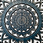 Indigo Blue Mandala | Hand-carved Wooden Decorative Wall Art Sculpture Headboard | Easternada