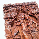 Hand Carved Wooden Hindu God - Radha Krishna Mandir Sculpture Hare Krishna