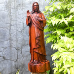Hand-carved out of solid hardwood this sculpture is quite unique and rare. The image depicts the Lord Jesus Christ with beautiful detail. A stunning Masterpiece. Bring home the blessings of Jesus The Savior. Easternada