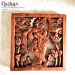 Hand Carved Wooden Hindu God - Hare Krishna Vrindavan Prayer Pooja Blessing Mandir Sculpture Art